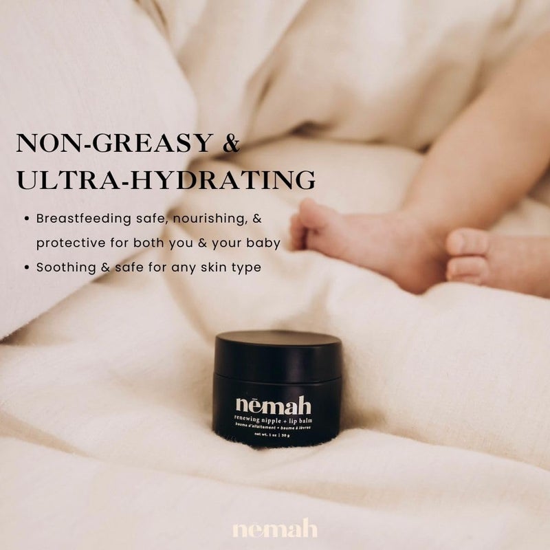 Nemah - Organic Nipple Balm, Nipple Cream Safe for Breastfeeding - 2-in-1 Nipple Butter & Lip Balm, Nursing Nipple Balm - Non-Greasy, Vegan, & Cruelty-Free - 1 oz. - Image 3